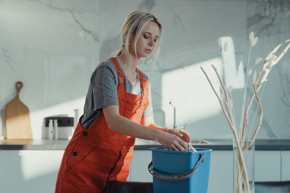 Our cleaner preparing a kitchen clean